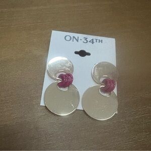 ON 34TH Gold and Pink Circle Earrings